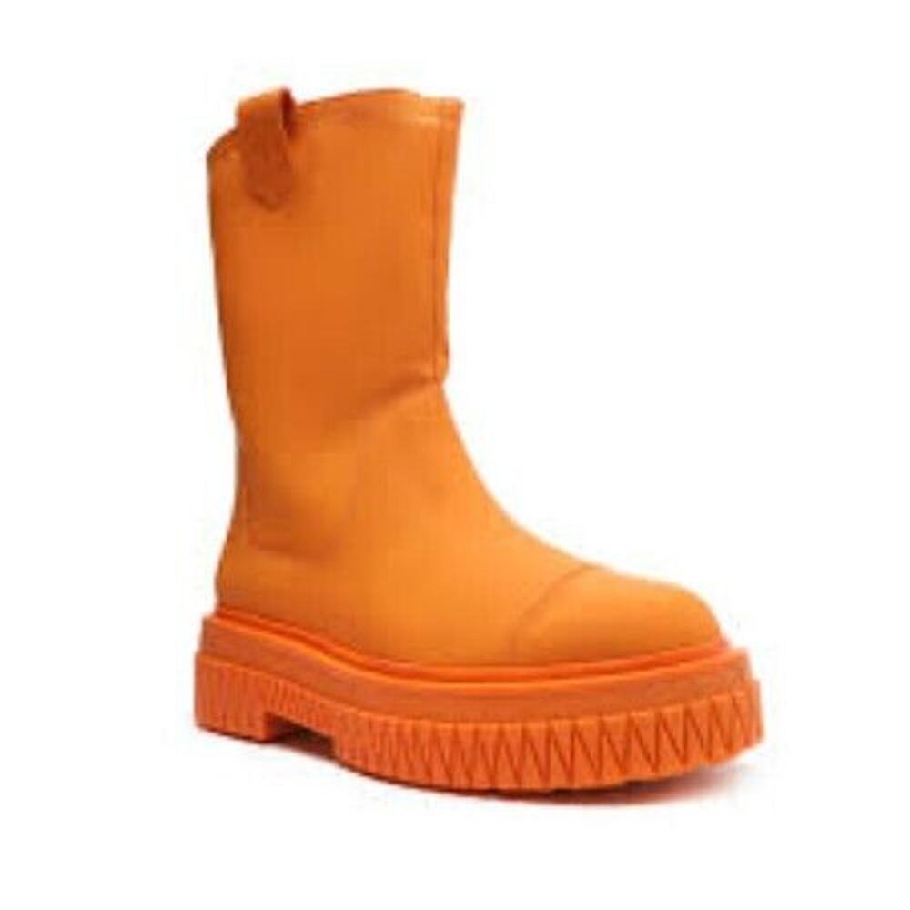 Schutz Jacy Platform Women's Orange Bright Tangerine Rubber Mid-Calf Boots S56